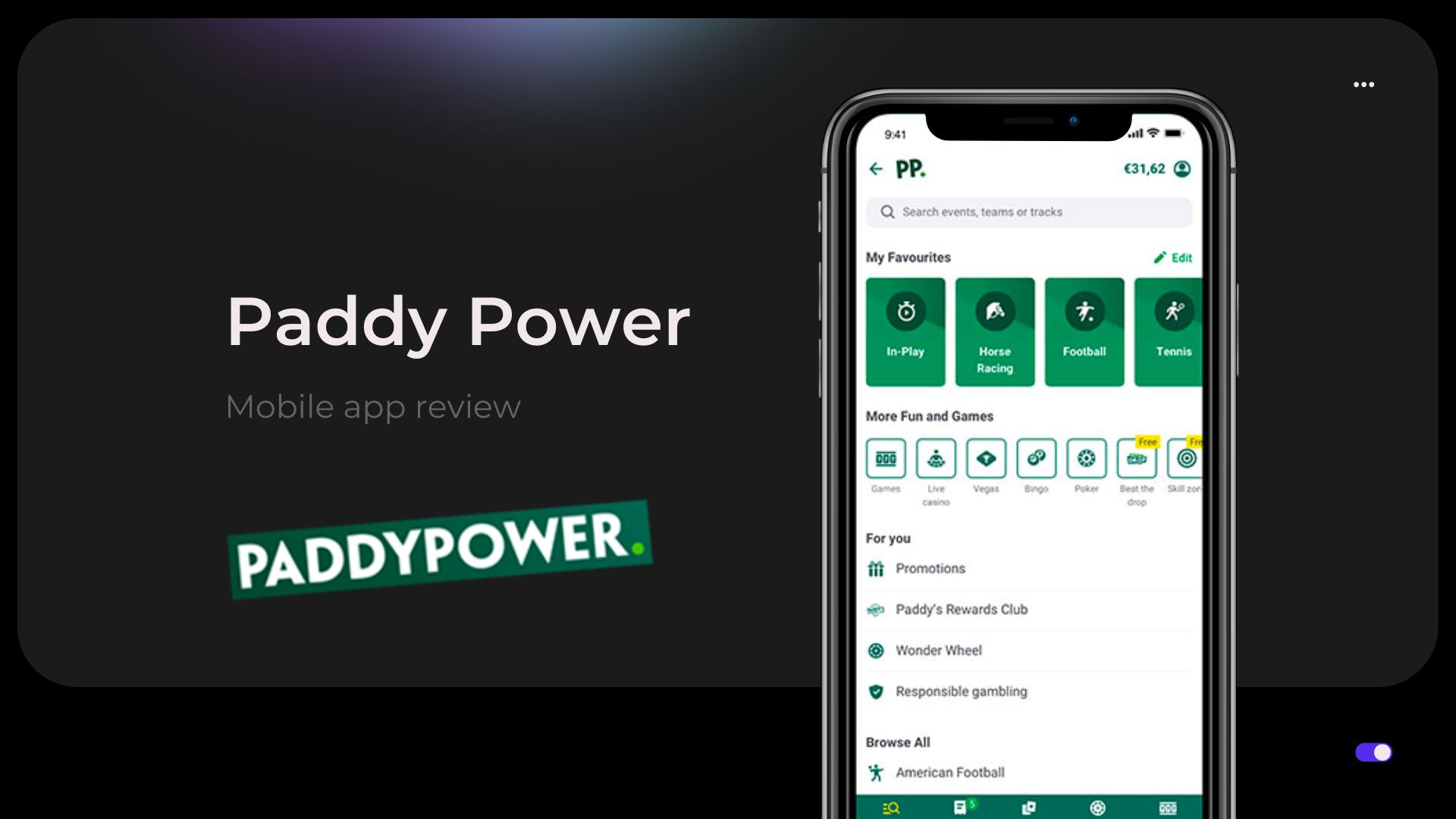 Paddy Power app review: a comfortable place to play!